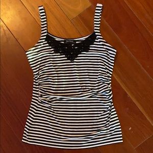 White House Black Market Black and White Tank S